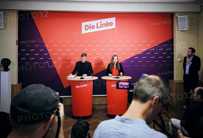 Janine Wissler, Chairwoman of the Left Party, and Martin Schirdewan, Chairman of the Left Party, at a press conference in Berlin, 19 August 2024