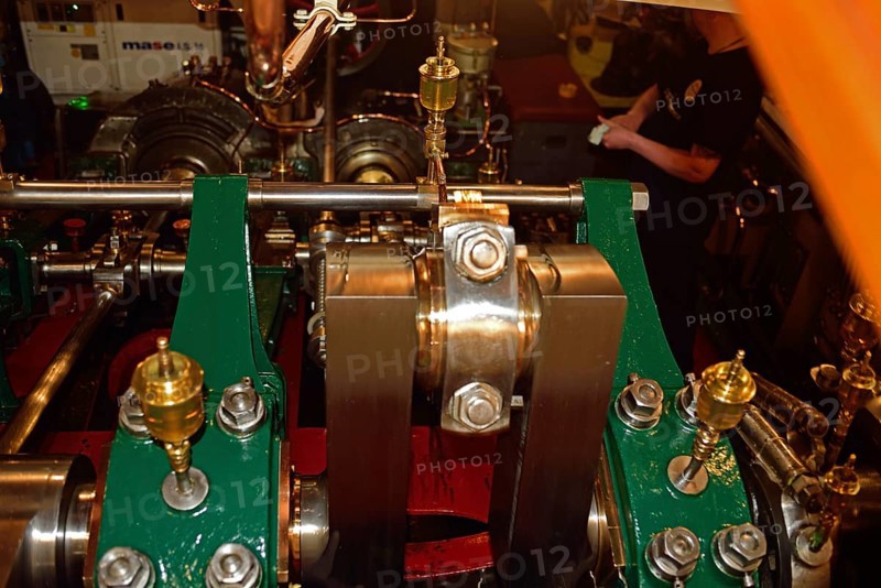 Europe, Germany, Schleswig-Holstein, Hamburg Metropolitan Region, Elbe, paddle steamer Kaiser Wilhelm, built 1899/ 1900 in Dresden, view into the engine room, Hamburg, Hamburg, Federal Republic of Germany, Europe