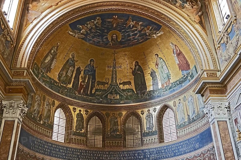 Cathedra of the Pope as Bishop of Rome, apse of the Basilica, Lateran Basilica, Basilica San Giovanni in Laterano, Cathedral of the Diocese of Rome, Monti district, Rome Italy