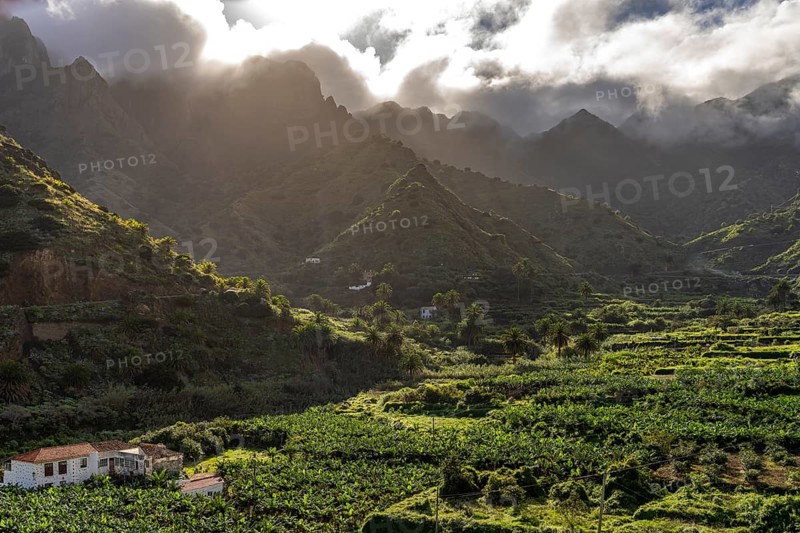 Landscape in the valley of Hermigua, La Gomera, Canary Islands, Spain, Europe