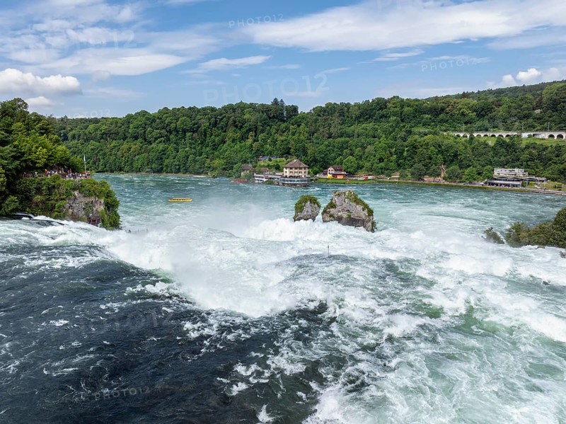 Aerial view of the Rhine Falls, Neuhausen, Canton Schaffhausen, Switzerland, Europe