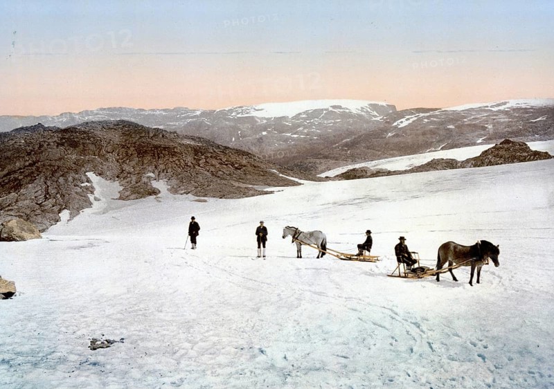 Folgefond glacier, Hardangerfjord, Norway, View from 1885, Historical, digitally restored reproduction from a 19th century original, Record date not stated, Europe