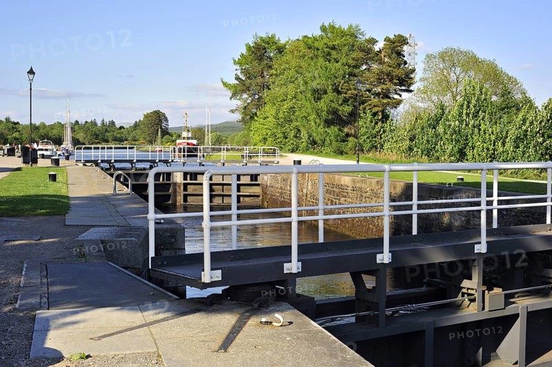 Neptune's Staircase, a staircase lock comprising eight locks on the Caledonian Canal at Banavie, near Fort William, Highlands, Scotland, UK