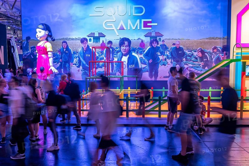 Gamescom, the world's largest trade fair for video and computer games, queue in front of the stands with new games, up to 3 hours waiting time, in Cologne, Germany, Europe