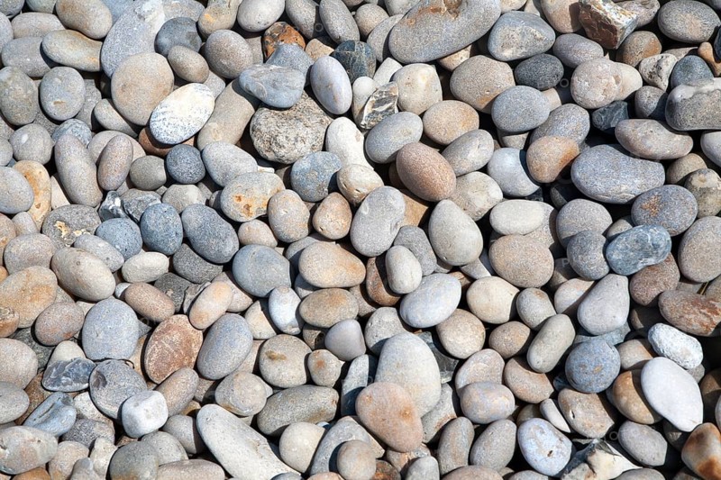 Close up rounded pebbles on shingle beach, Chesil Beach, Chiswell, Isle of Portland, Dorset, England, UK