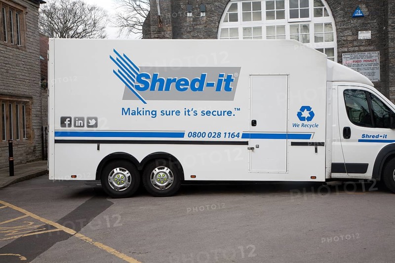 Shred-it paper secure recycling vehicle, Somerset, England, United Kingdom, Europe