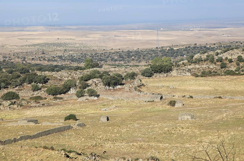View over countryside from historic medieval town of Trujillo, Caceres province, Extremadura, Spain, Europe