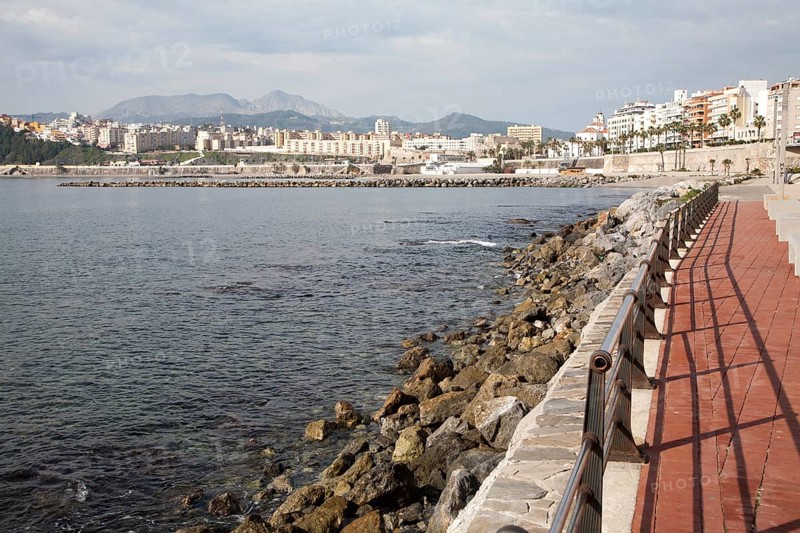 Sandy beach Calle Independencia, Ceuta, Spanish territory in north Africa, Spain, Europe