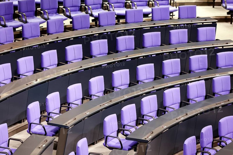 View of the German Bundestag. There are 736 seats for MPs in the 20th German Bundestag. In future, instead of first and second votes, there will be one constituency vote and one main vote, thus eliminating overhang mandates, Berlin, 26.01.2023