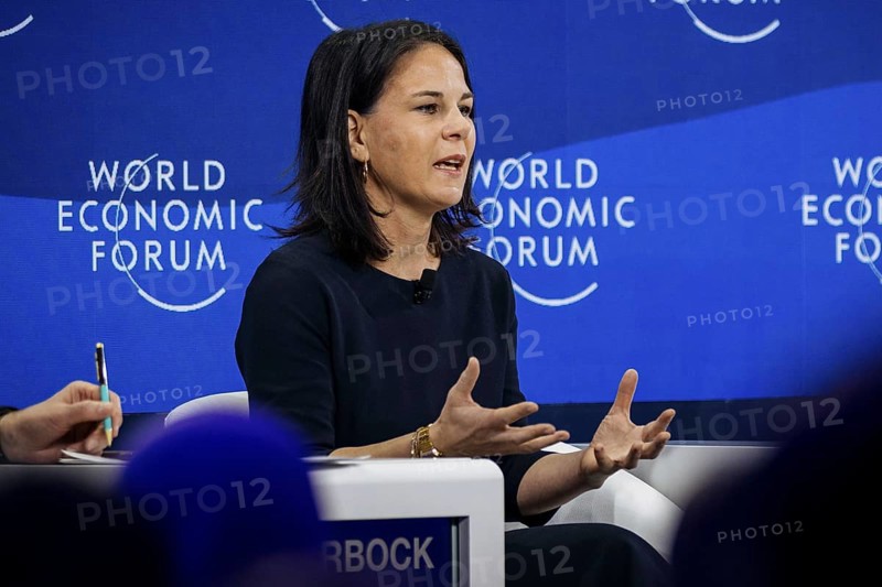 Annalena Bärbock (Alliance 90/The Greens), Federal Foreign Minister, photographed during a panel discussion on Securing an Insecure World at the World Economic Forum in Davos, 16 January 2024. Photographed on behalf of the Federal Foreign Office