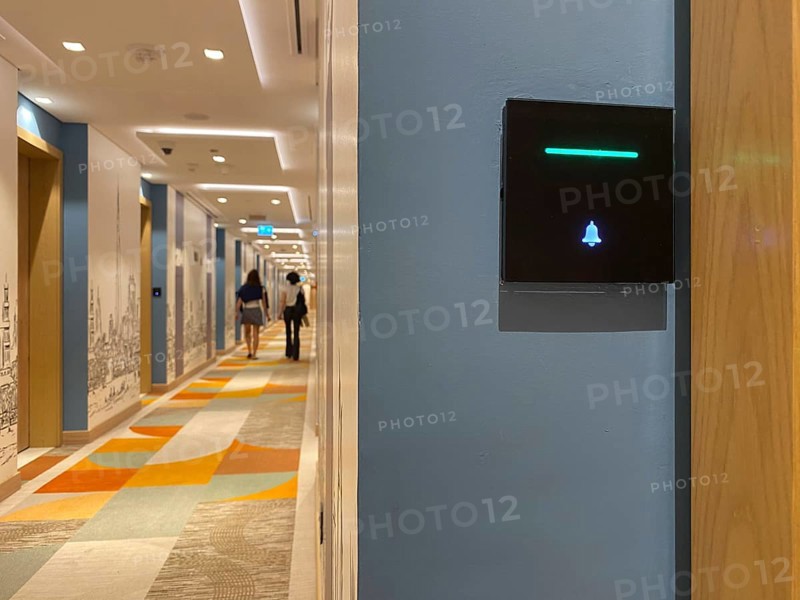 Interior view control panel doorbell, room service, room service, cleaning, green, corridor, Hotel NH Collection The Palm Jumeirah, Dubai, United Arab Emirates, VAR, Asia
