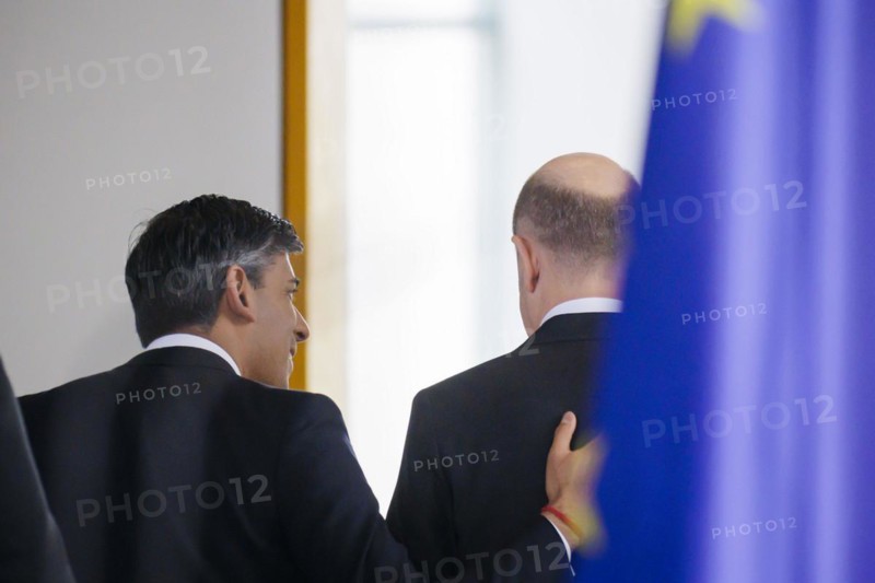 Olaf Scholz (SPD), Federal Chancellor, receives Rishi Sunak, Prime Minister of the United Kingdom of Great Britain and Northern Ireland, in the Chancellery. Berlin, 24.04.2024