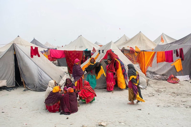Devotees staying in tents, as they arrives to see, consecration ceremony of the Ram temple, in Ayodhya, Uttar Pradesh, India on 22 January 2024