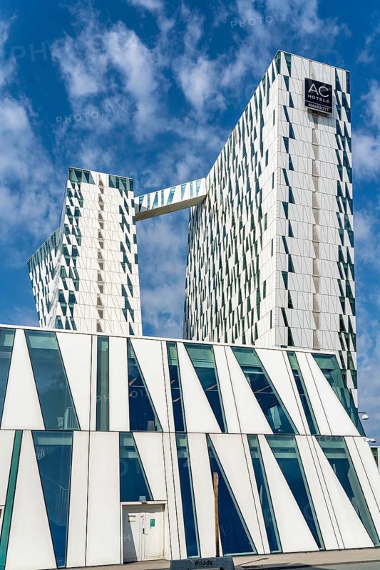 The Bella Sky Hotel, four-star hotel, at the Bella Center complex, Scandinavia's largest exhibition and conference centre, in the Ørestad district, with 790 rooms the largest hotel in Scandinavia, Copenhagen, Denmark, Europe