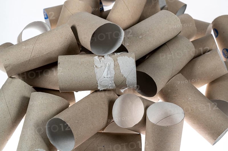 Pile, mountain of empty, used toilet paper rolls