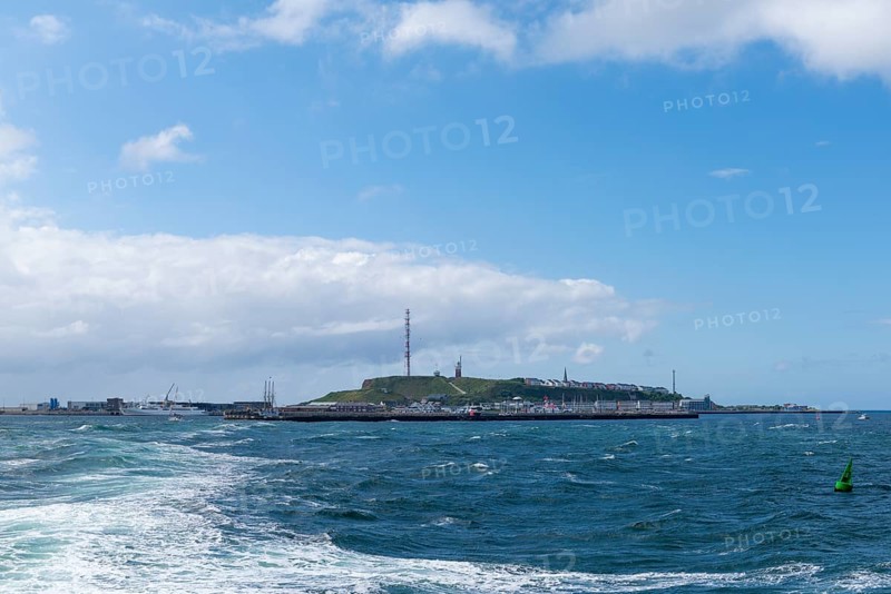View from south-west to the offshore island of Heligoland, harbour facilities, cliff coast, Unterland and Oberland, seaside resort ship, radio tower, North Sea, Pinneberg district, Schleswig-Holstein, Germany, Europe