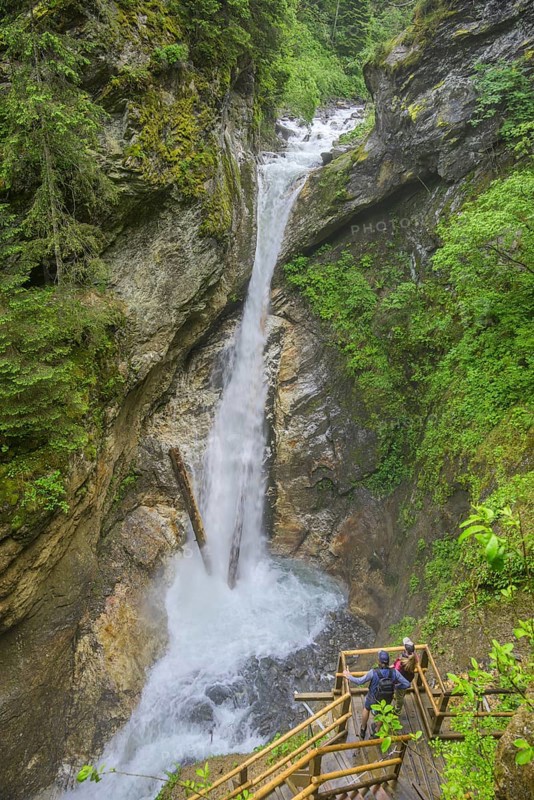 Upper waterfall in the Raggaschlucht gorge, Flattach, Carinthia, Austria, Europe