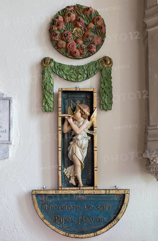 Painted plaster angels in village parish church of Saint Michael, Wilsford cum Lake, Wiltshire, England, UK