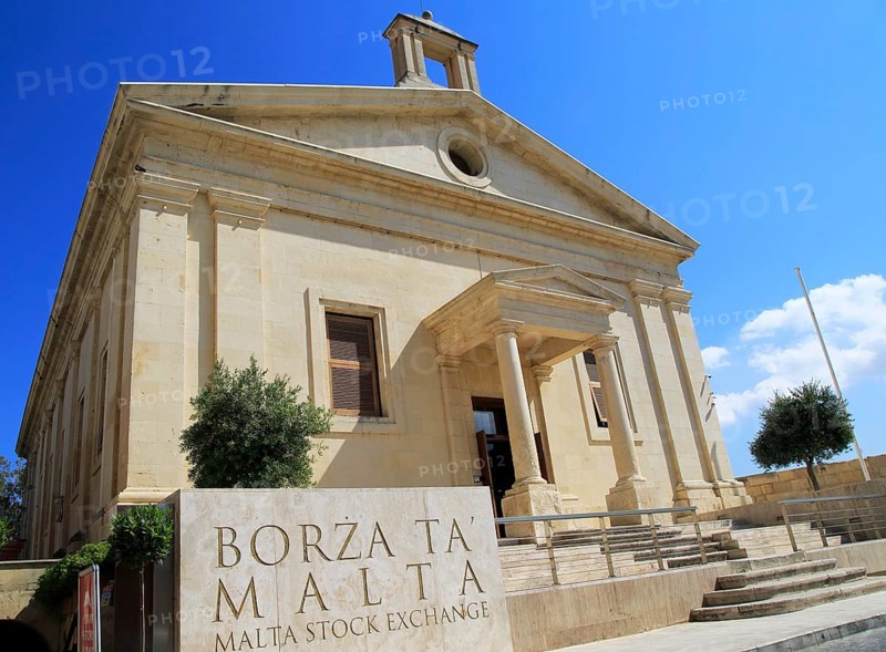 Stock Exchange building in former Garrison Chapel, Castille Square, Valletta, Malta, Europe