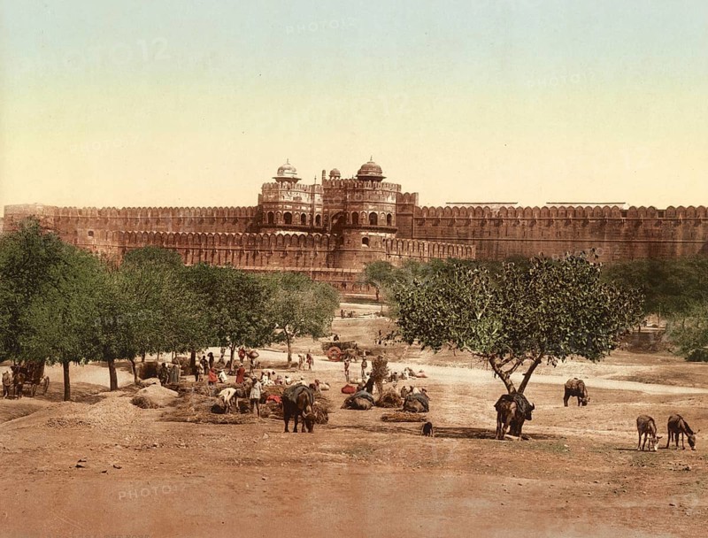 Agra, the Fort, India, digitally restored reproduction from a 19th century original, record date not stated, the Fort, India, digitally restored reproduction from a 19th century original, record date not stated, Asia