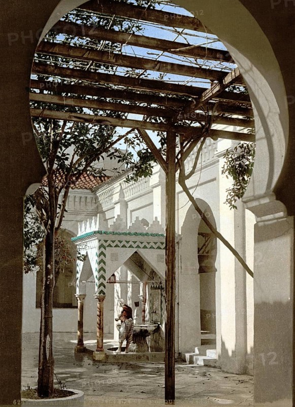 Fountain in the mosque El Kebir, Algiers, Algeria, ca 1890, Historical, digitally restored reproduction from a 19th century original, Record date not stated, Africa