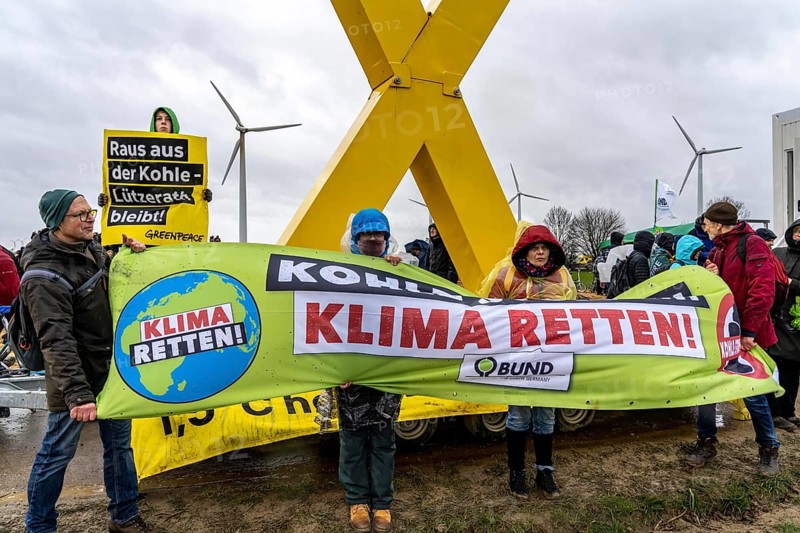 Demonstration against the demolition of the lignite village of Lützerath, from the village of Keyenberg the demonstrators marched to the edge of the Garzweiler open-cast mine and on to the rest of the village of Lützerah, Erkelenz, North Rhine-Westphalia, Germany, Europe