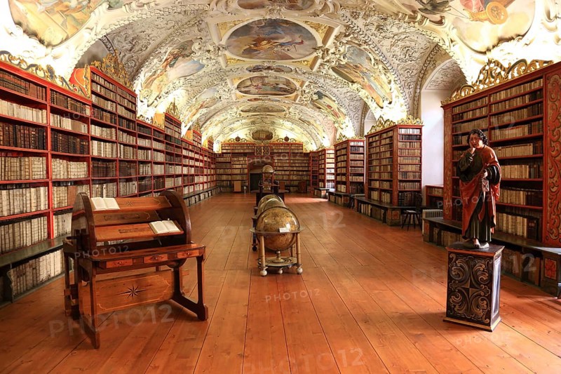 Prague Lesser Town, Monastery Library, Theological Hall in the Strahov Praemonstratensian Monastery, Prague, Czech Republic, Europe