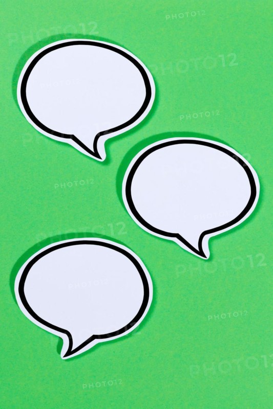 Speech bubbles with text free space Copyspace as communication Information concept talk
