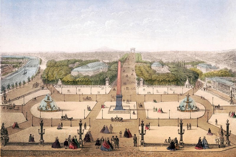Place de la Concorde, Paris around 1870, France, Historical, digitally restored reproduction from a 19th century original, Record date not stated, Europe