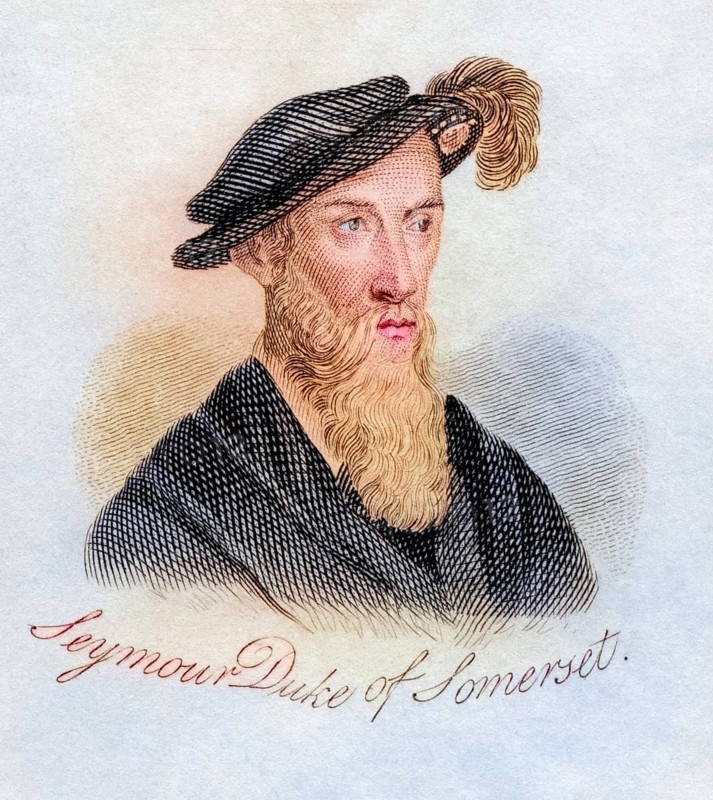 Edward Seymour 1st Duke of Somerset Baron Seymour of Hache alias The Protector c. 1500/6-1552 Lord Protector of England during the minority of Edward VI from the book Crabbs Historical Dictionary from 1825, Historical, digitally restored reproduction from a 19th century original, Record date not stated
