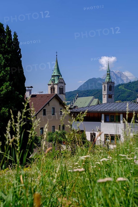 Cemetery tower and tower of the parish church, old town centre, Schwaz, Inntal, Tyrol, Austria, Europe