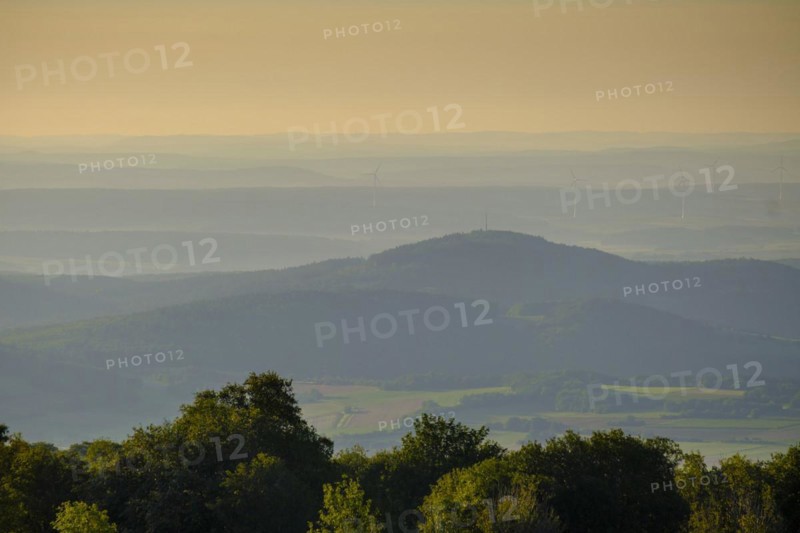 Morning light, morning mood at the juniper heaths, Hochrhönstraße, UNESCO Biosphere Reserve, near Hausen, Rhön, Bavarian Rhön, Rhön, Lower Franconia, Bavaria, Germany, Europe