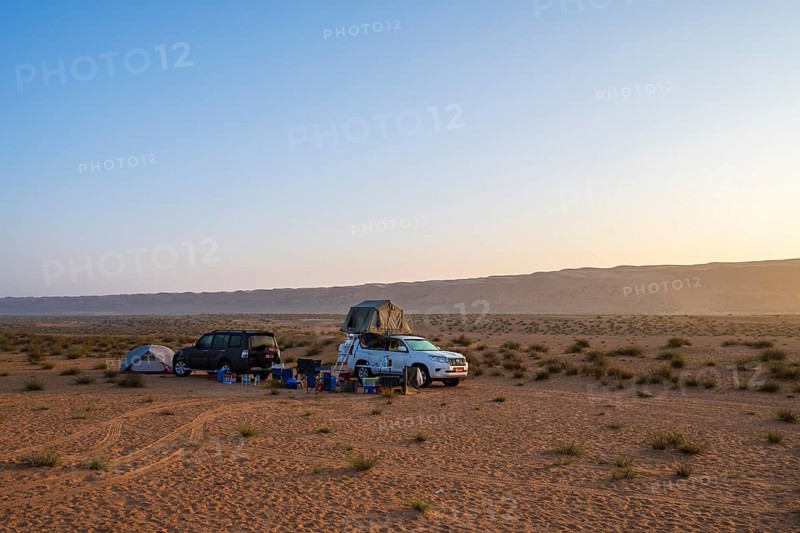 Camp in desert, sand dunes, Wahiba-Sands desert, Sharqiya sand, Oman, Asia
