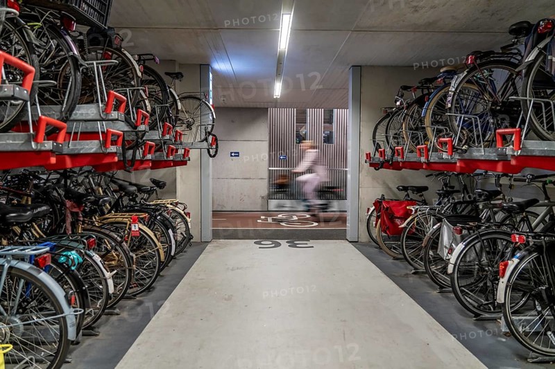 Bicycle car park at Utrecht Centraal railway station, Stationsplein, 3 underground levels, over 13, 000 parking spaces, considered the largest bicycle car park in the world, Utrecht, Netherlands