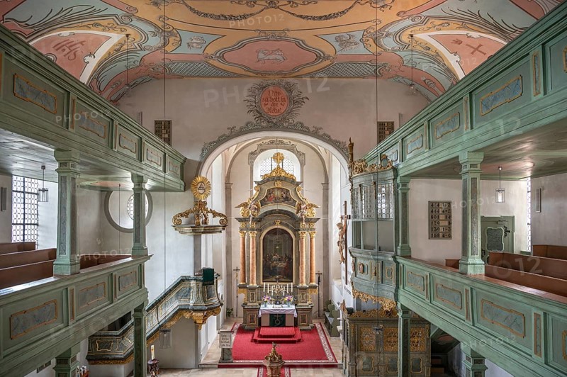 Interior of the Protestant parish church, built 1733-1748, Hauptstr. 44, Betzenstein, Upper Franconia, Bavaria, Germany, Europe