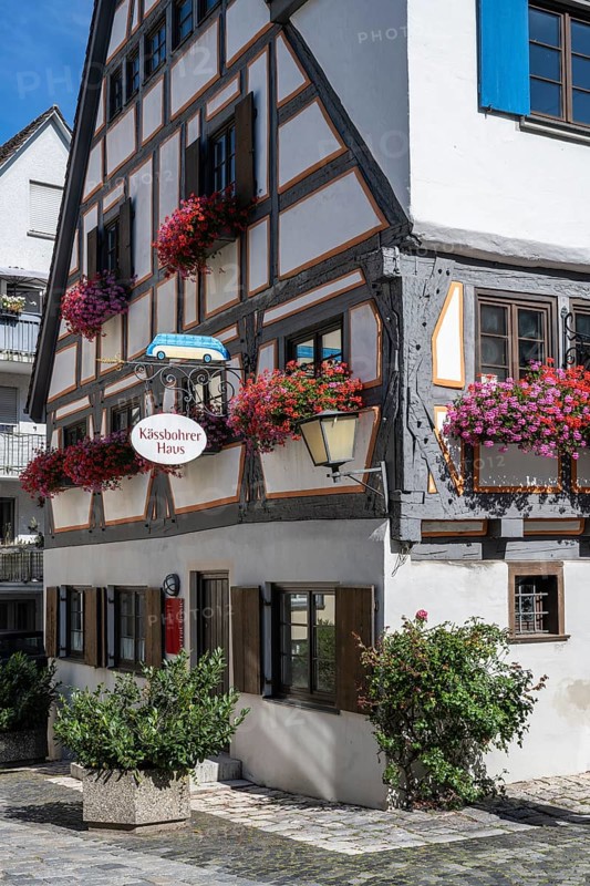 Historic half-timbered house in the old town of Ulm, Kässbohrer Haus in the fishermen's quarter, ancestral home of Karl Kässbohrer, founder of the later Fahrzeugwerke, Ulm, Baden-Württemberg, Germany, Europe