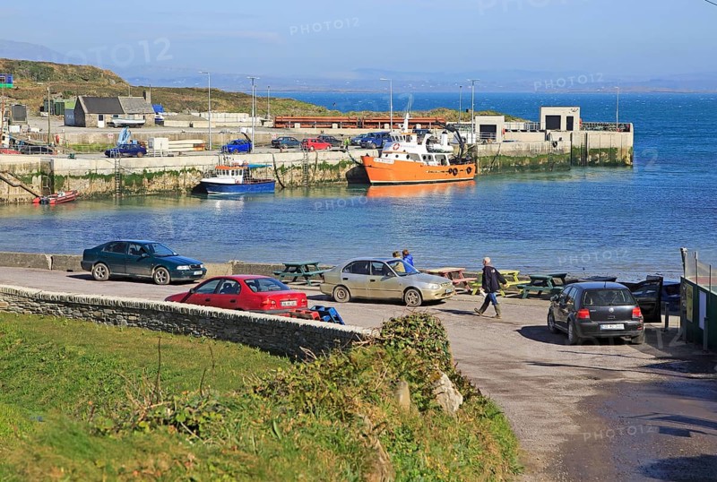 Ferry boat at quayside, North harbour, Cape Clear Island, County Cork, Ireland, Irish Republic, Europe