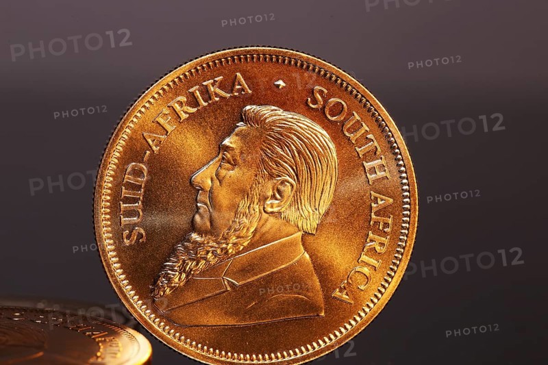 Close-up of Krugerrand gold coins
