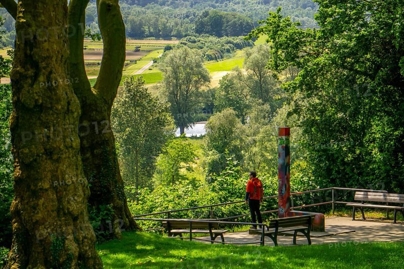 Stadtgarten Steele, viewpoint Essener Aussichten, into the Ruhr Valley to Essen-Überruhr, Essen North Rhine-Westphalia, Germany, Europe