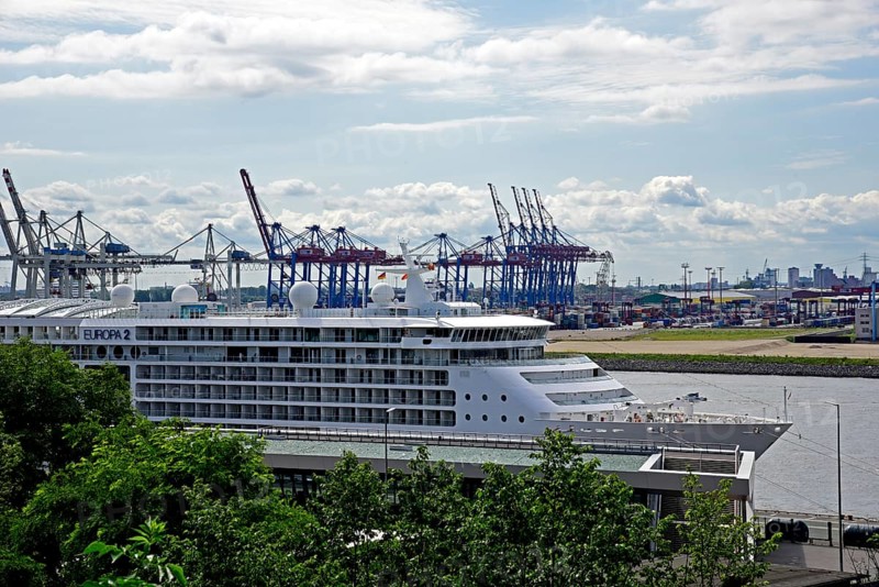 Europe, Germany, Hanseatic City of Hamburg, Elbe, harbour, passenger ship Europa 2 at the jetty, Terminal Altona, Europe