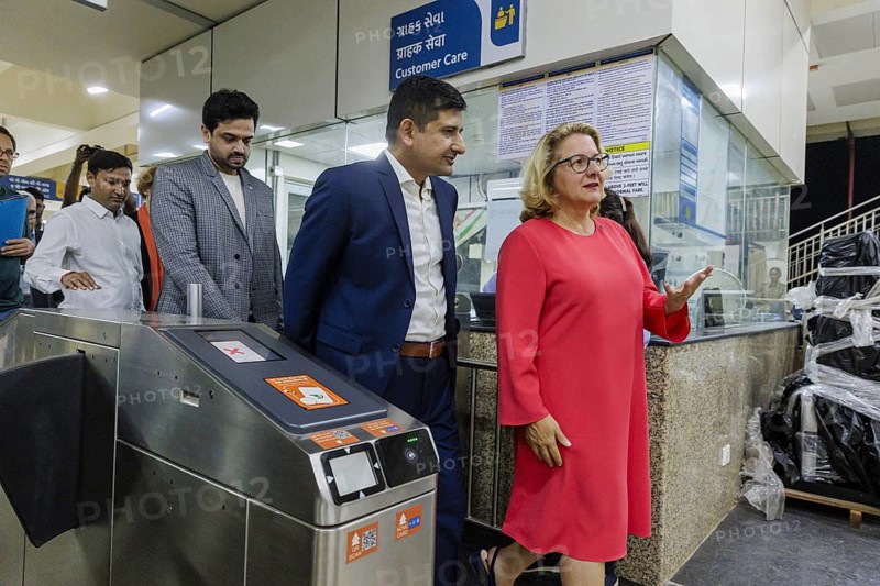 Svenja Schulze (SPD), Federal Minister for Economic Cooperation and Development, visits a metro station and the technology room with explanations from Siemens India in Ahmedabad, 15/09/2024