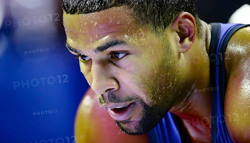 Portrait of sweating man after workout, AI generated