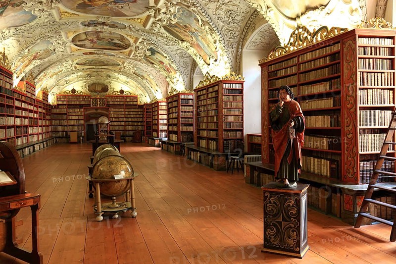 Prague Lesser Town, Monastery Library, Theological Hall in the Strahov Praemonstratensian Monastery, Prague, Czech Republic, Europe