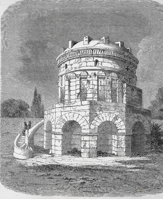 Historical, digitally restored reproduction from a 19th century original, Record date not stated, Mausoleum of Theoderic in Ravenna, burial place of the Ostrogothic king Theoderic, called the Great, 1855, Italy, Europe