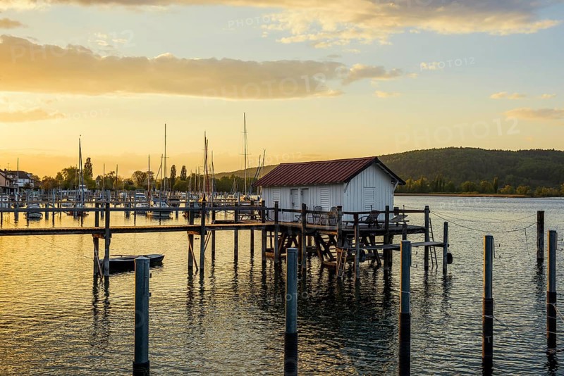 Harbour, sunset, Bodman, Lake Constance, Constance County, Baden-Württemberg, Germany, Europe