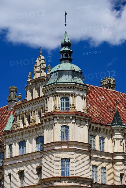 Europe, Germany, Mecklenburg-Western Pomerania, Güstrow, Güstrow Castle, built 16th century, Renaissance building, detail castle tower, Güstrow, Mecklenburg-Western Pomerania, Germany, Europe