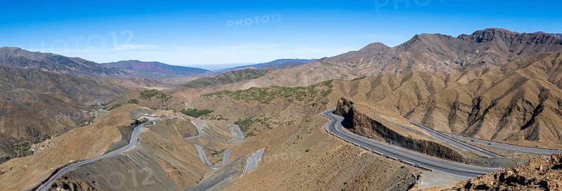 Road with serpentines, mountain landscape, Tizi-n-Tichka pass road, High Atlas, Morocco, Africa