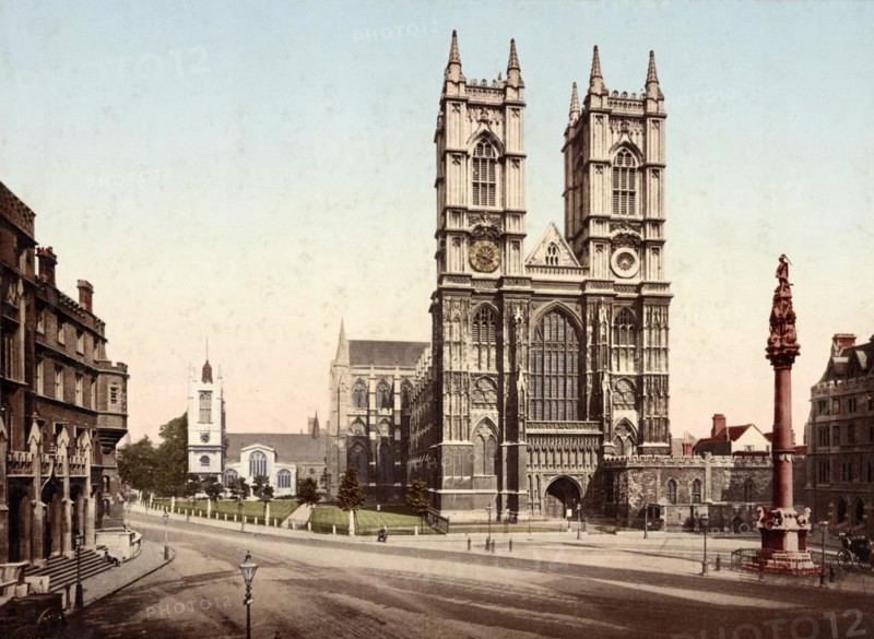 Westminster Abbey, Abbey of Westminster or Westminster Abbey, The Collegiate Church of St Peter, Westminster, London, England, c. 1890, Historic, digitally restored reproduction from a 19th century original