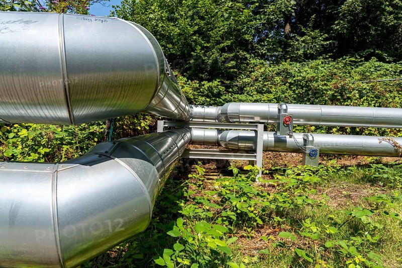 District heating Pipelines from the district heating power plant to the households with district heating Heating, hot water preparation, Bochum, North Rhine-Westphalia, Germany, Europe