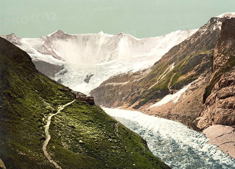 Grindelwald, Baregggletscher, Bernese Oberland, Switzerland, Historic, digitally restored reproduction from a 19th century original, Record date not stated, the Baregg Glacier, Bernese Oberland, Switzerland, Historic, digitally restored reproduction from a 19th century original, Record date not stated, Europe